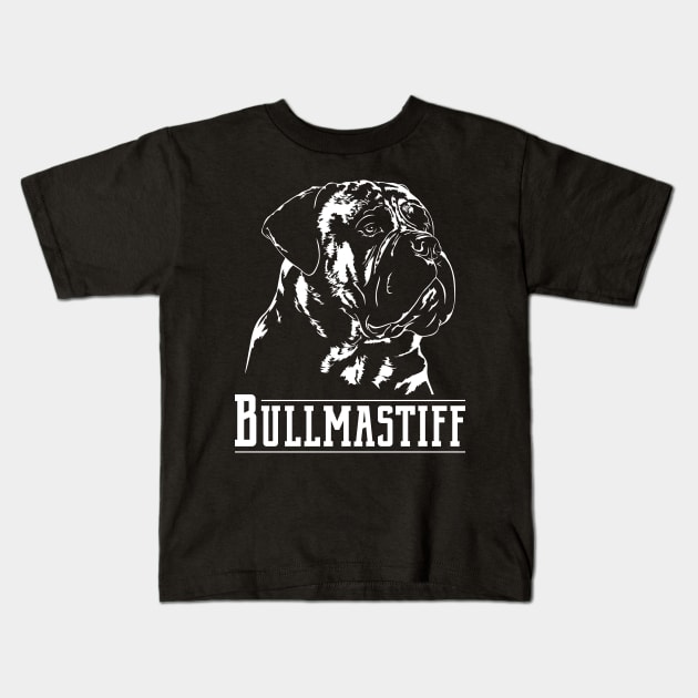 Bullmastiff dog portrait Kids T-Shirt by wilsigns